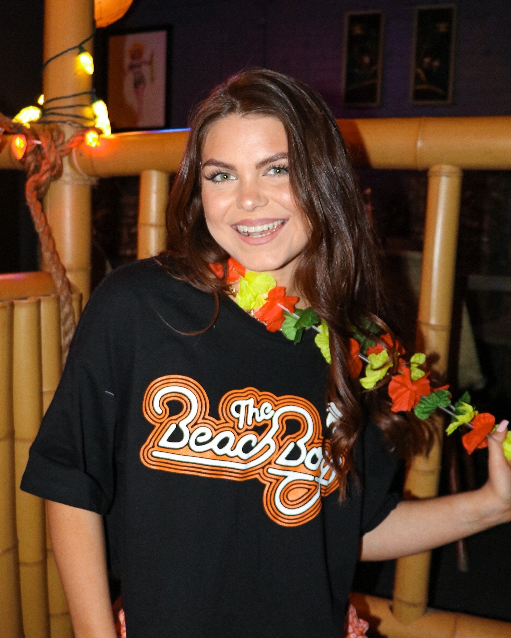 The Beach Boys Neon Logo Black Cropped Tee - shoplivylu