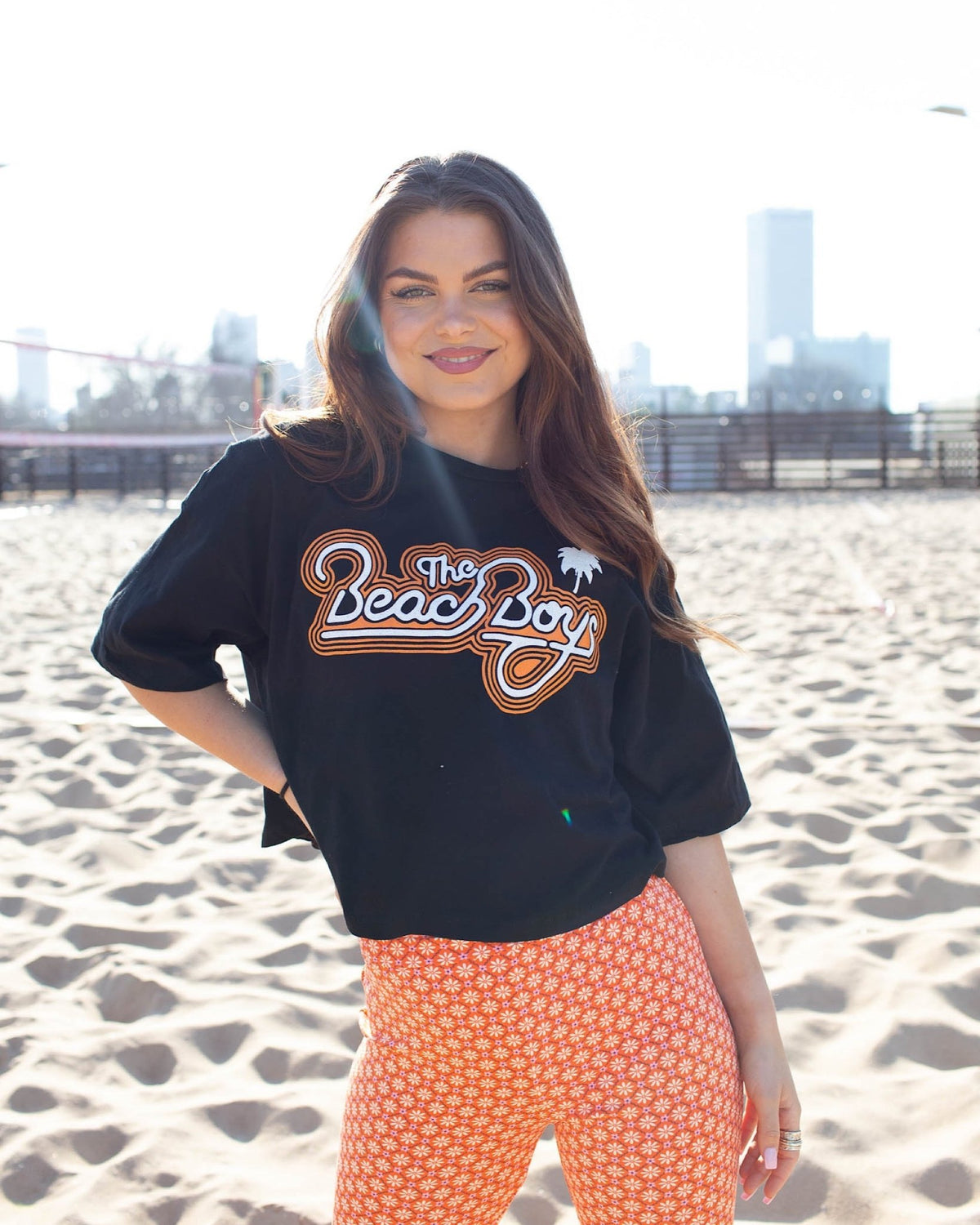 The Beach Boys Neon Logo Black Cropped Tee - shoplivylu