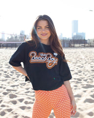 The Beach Boys Neon Logo Black Cropped Tee - shoplivylu