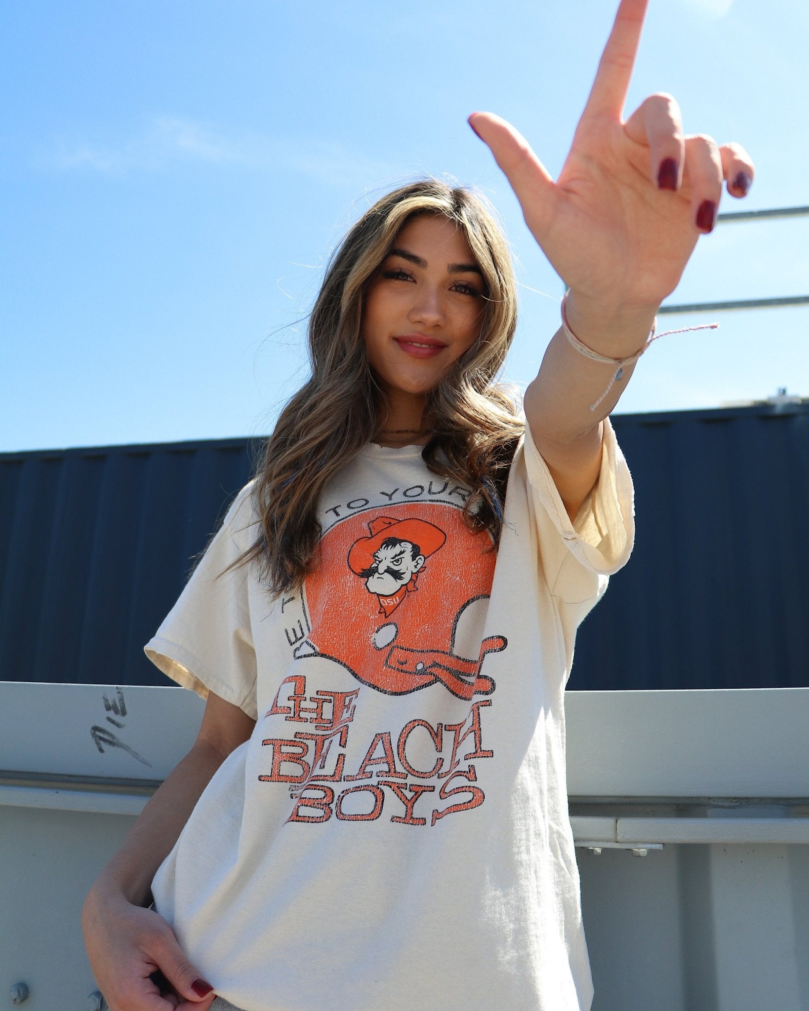 The Beach Boys OSU True To Your School Off White Thrifted Tee - shoplivylu