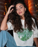 The Beach Boys Palm Circle Off White Cropped Tee - shoplivylu