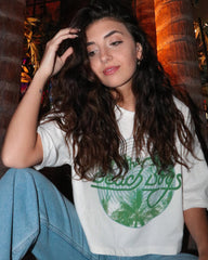 The Beach Boys Palm Circle Off White Cropped Tee - shoplivylu