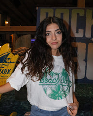 The Beach Boys Palm Circle Off White Cropped Tee - shoplivylu