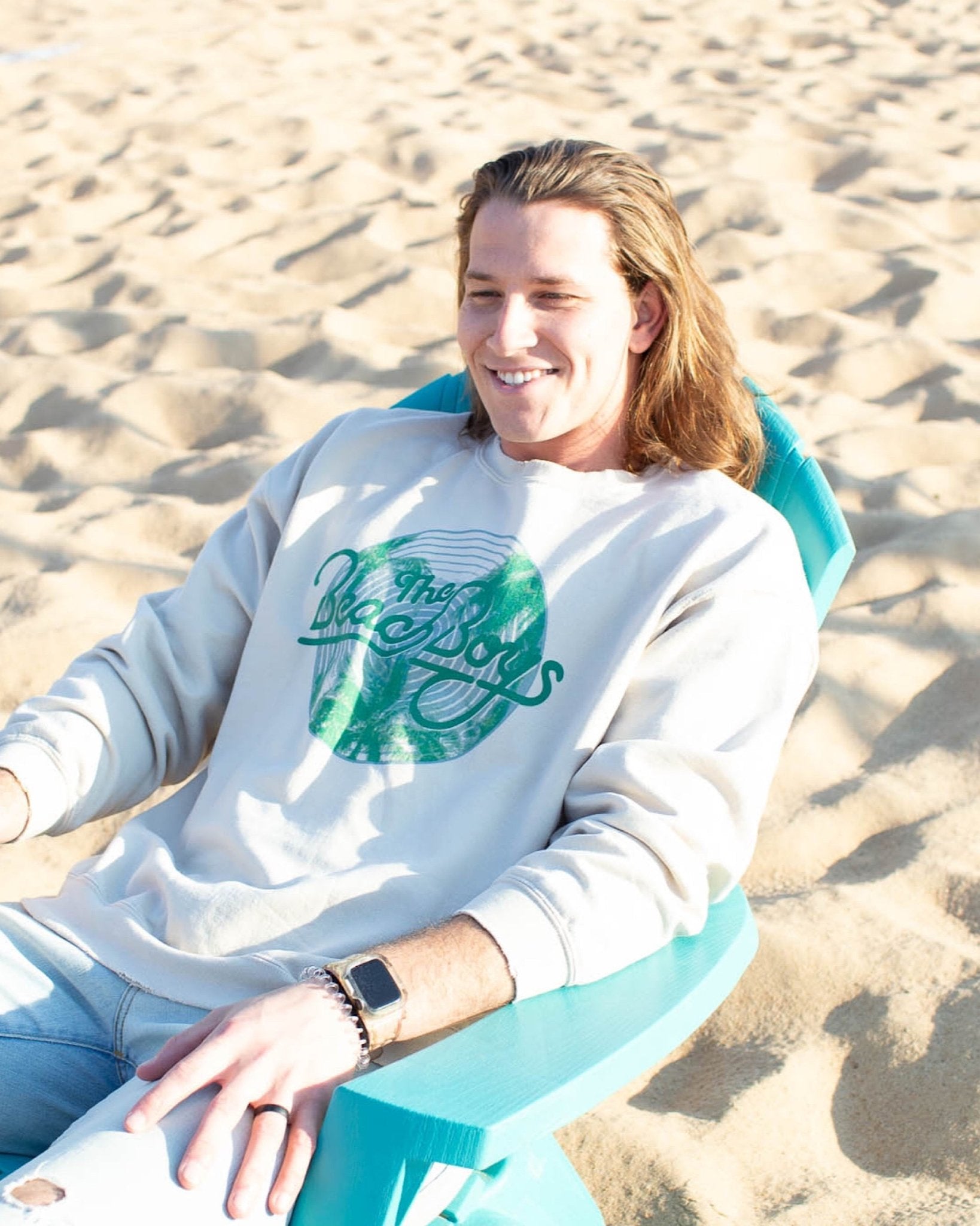 The Beach Boys Palm Circle Sand Thrifted Sweatshirt - shoplivylu