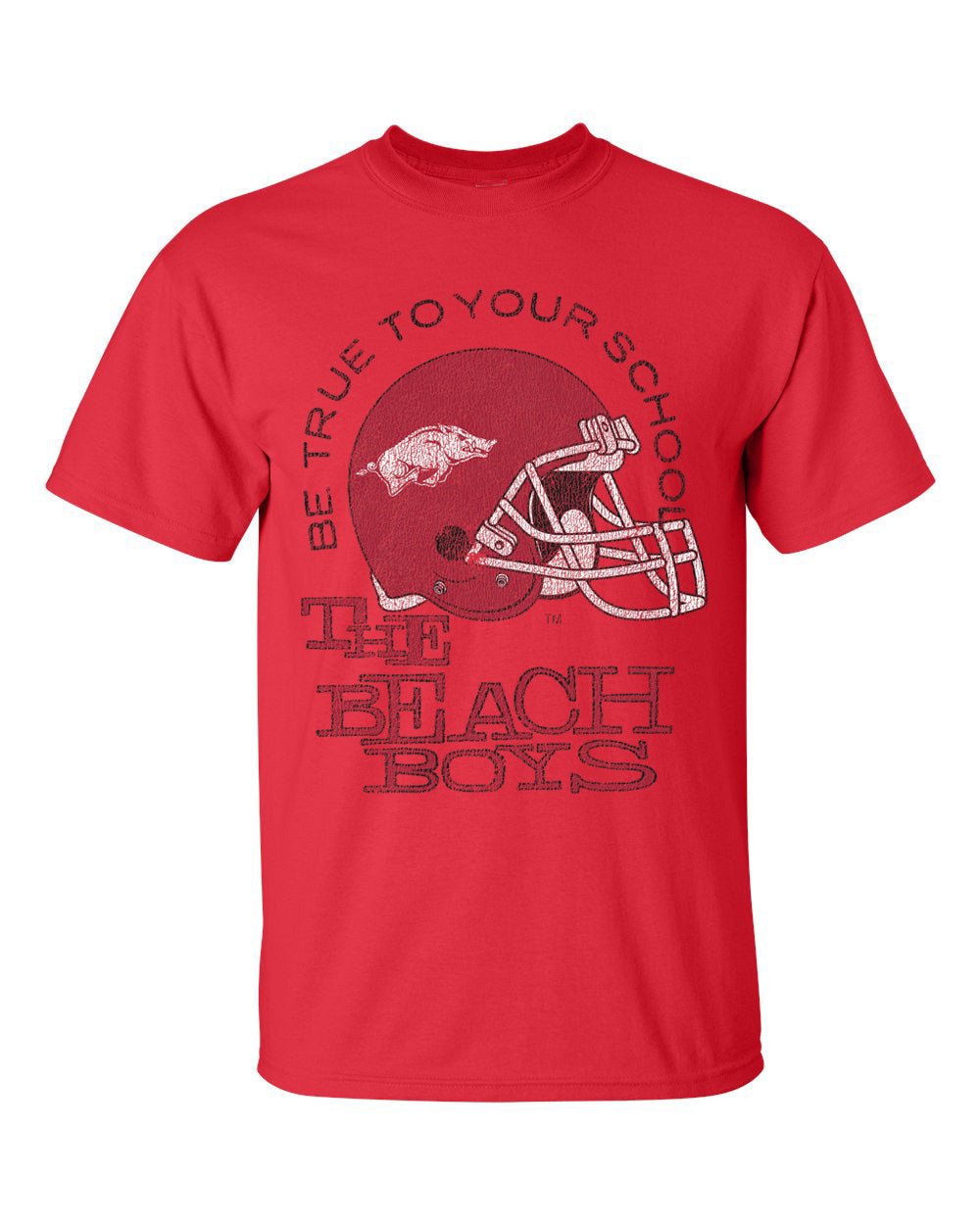 The Beach Boys Razorbacks True To Your School Cardinal Thrifted Tee - shoplivylu