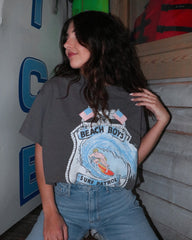 The Beach Boys Surf Patrol Charcoal Thrifted Tee (FINAL SALE) - shoplivylu