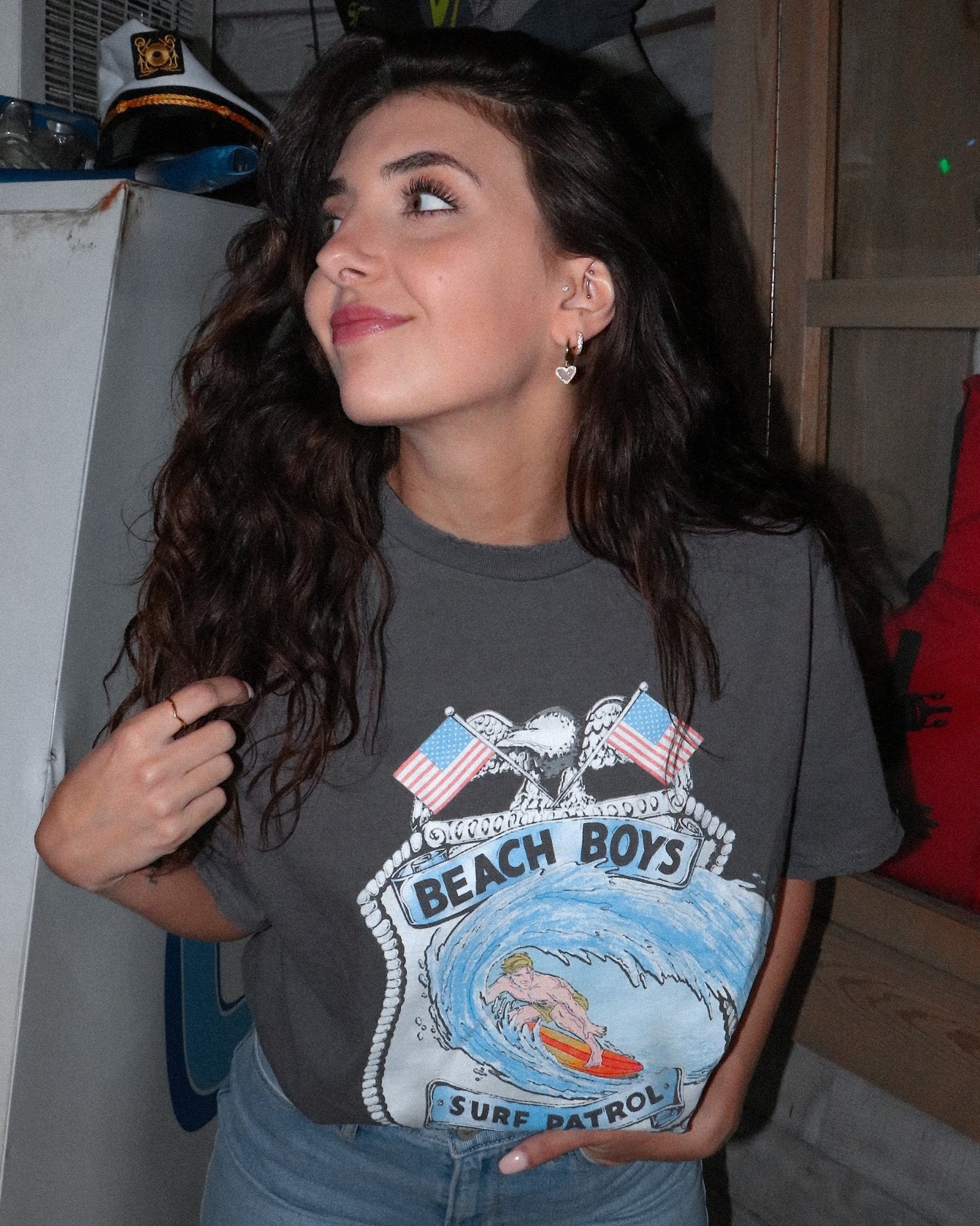 The Beach Boys Surf Patrol Charcoal Thrifted Tee (FINAL SALE) - shoplivylu