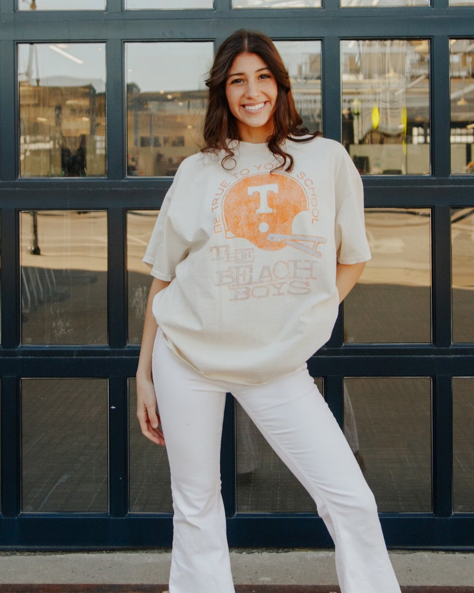 The Beach Boys Tennessee True To Your School Off White Thrifted Tee - shoplivylu