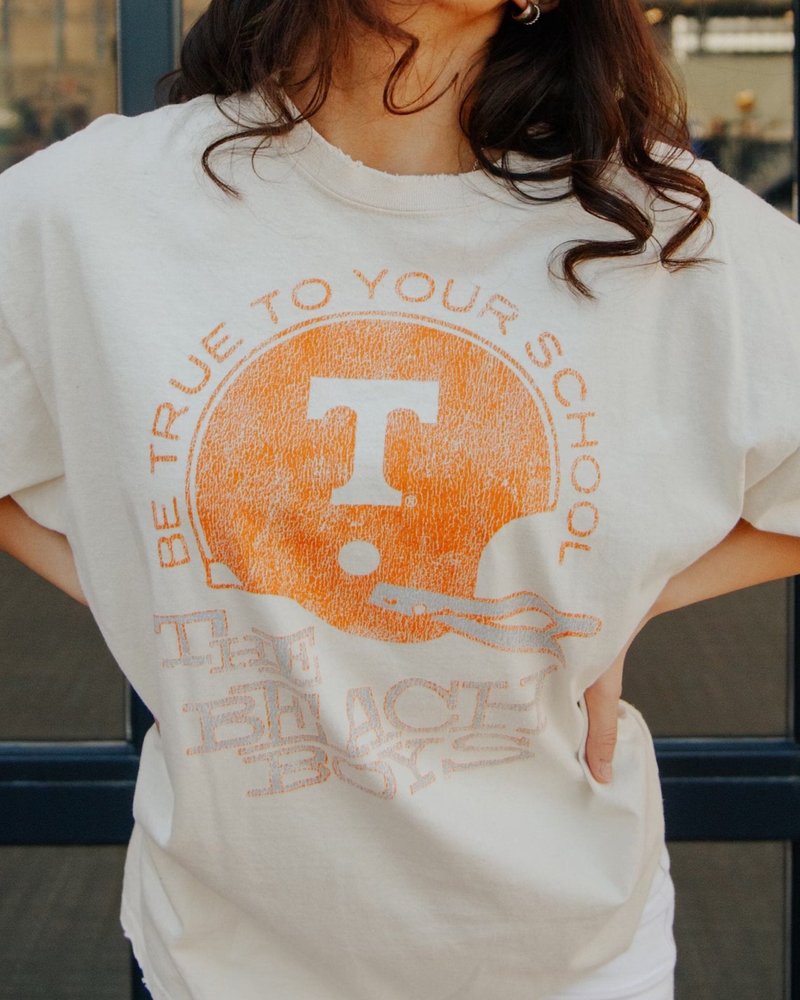 The Beach Boys Tennessee True To Your School Off White Thrifted Tee - shoplivylu