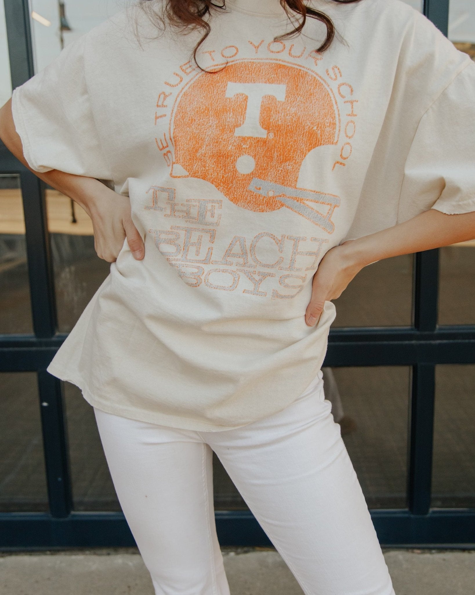 The Beach Boys Tennessee True To Your School Off White Thrifted Tee - shoplivylu