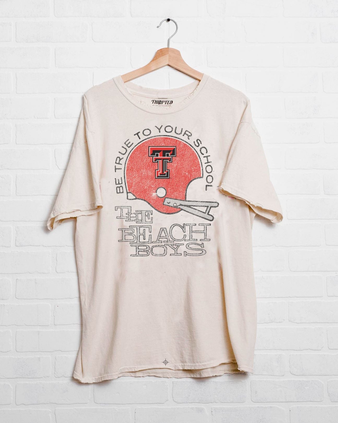 The Beach Boys Texas Tech True To Your School Off White Thrifted Tee - shoplivylu