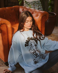 The Who Illustration Blue Thrifted Sweatshirt (FINAL SALE) - shoplivylu