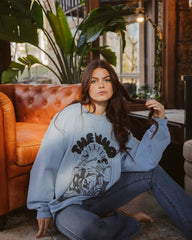 The Who Illustration Blue Thrifted Sweatshirt (FINAL SALE) - shoplivylu