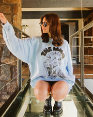 The Who Illustration Blue Thrifted Sweatshirt (FINAL SALE) - shoplivylu