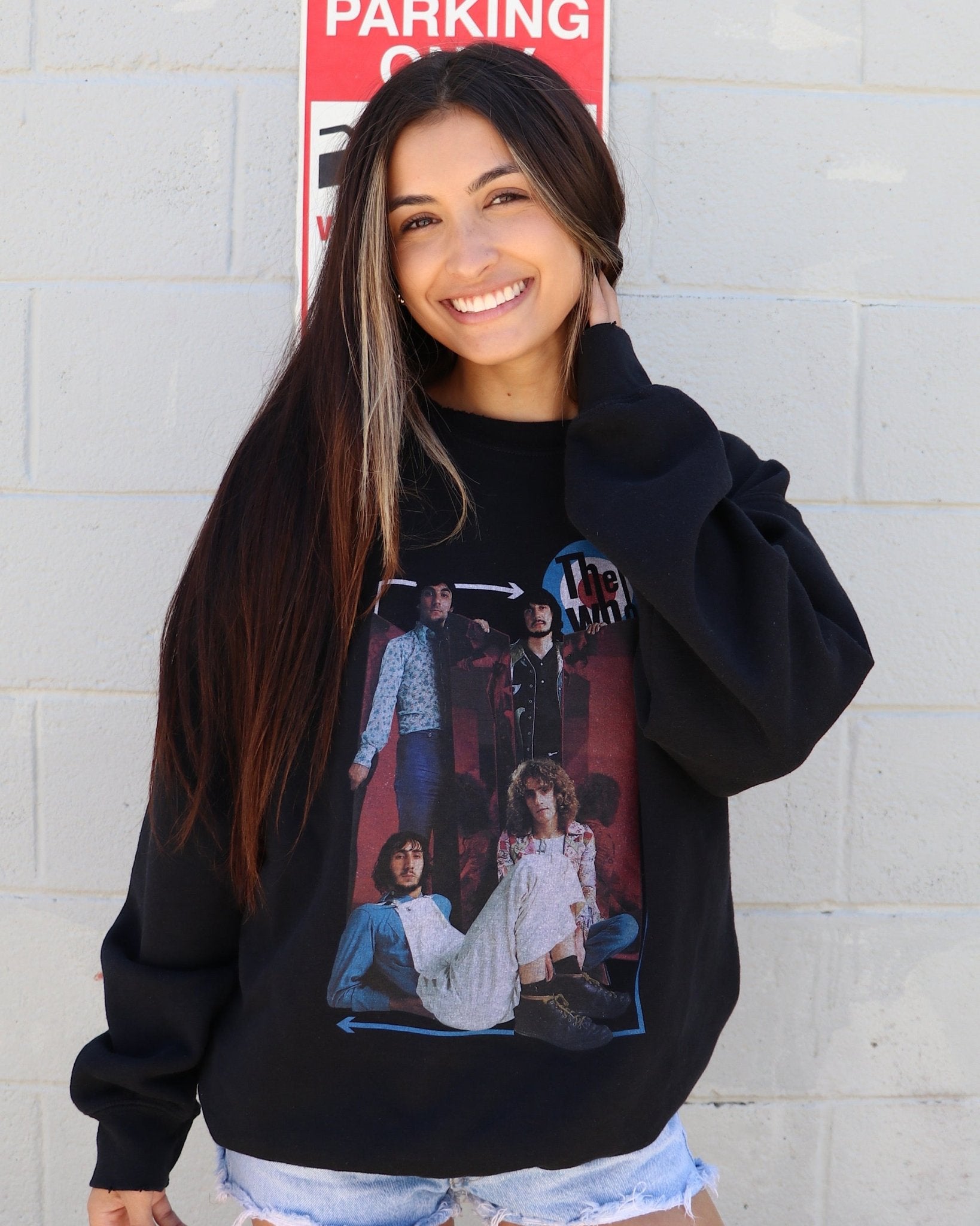 The Who Mirrors & Arrows Black Thrifted Sweatshirt (FINAL SALE) - shoplivylu