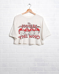 The Who OU Sooners Rock White Cropped Tee - shoplivylu