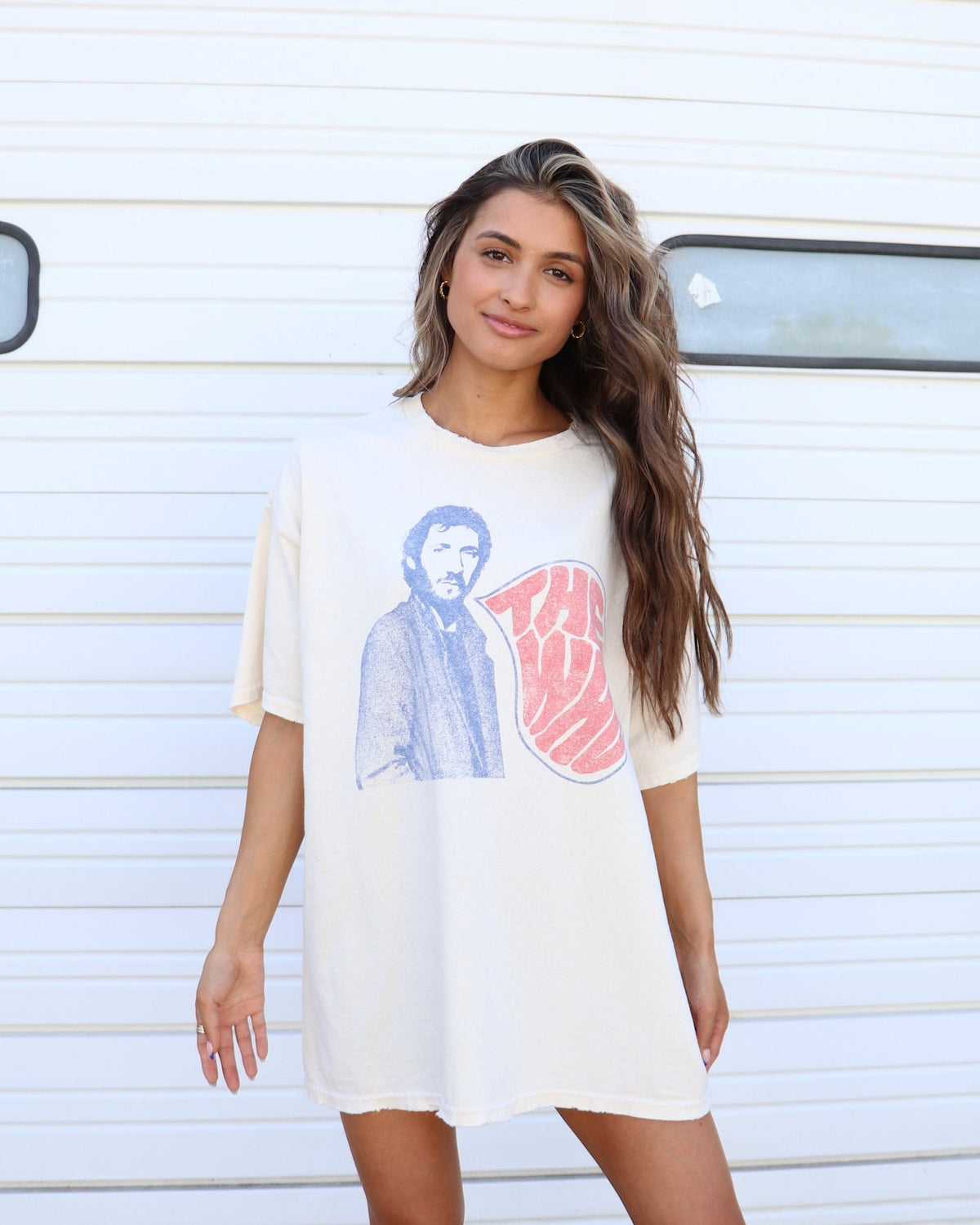 The Who Speech Bubble Off White Thrifted Distressed Tee (FINAL SALE) - shoplivylu