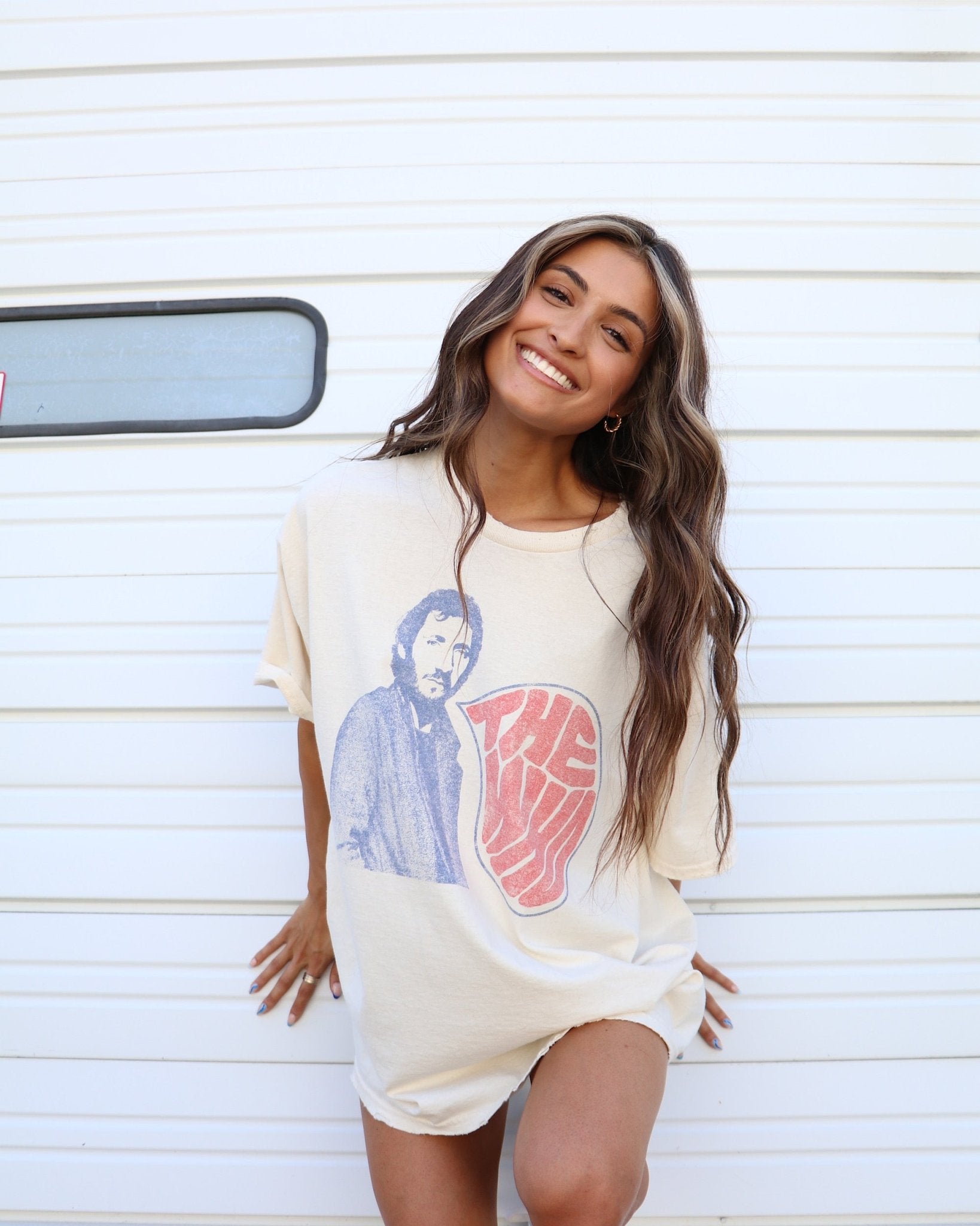 The Who Speech Bubble Off White Thrifted Distressed Tee (FINAL SALE) - shoplivylu