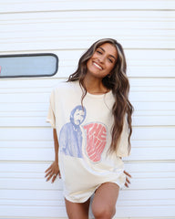 The Who Speech Bubble Off White Thrifted Distressed Tee (FINAL SALE) - shoplivylu