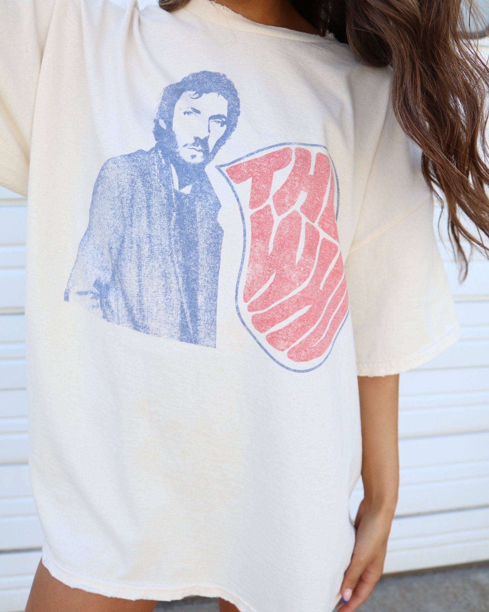 The Who Speech Bubble Off White Thrifted Distressed Tee (FINAL SALE) - shoplivylu