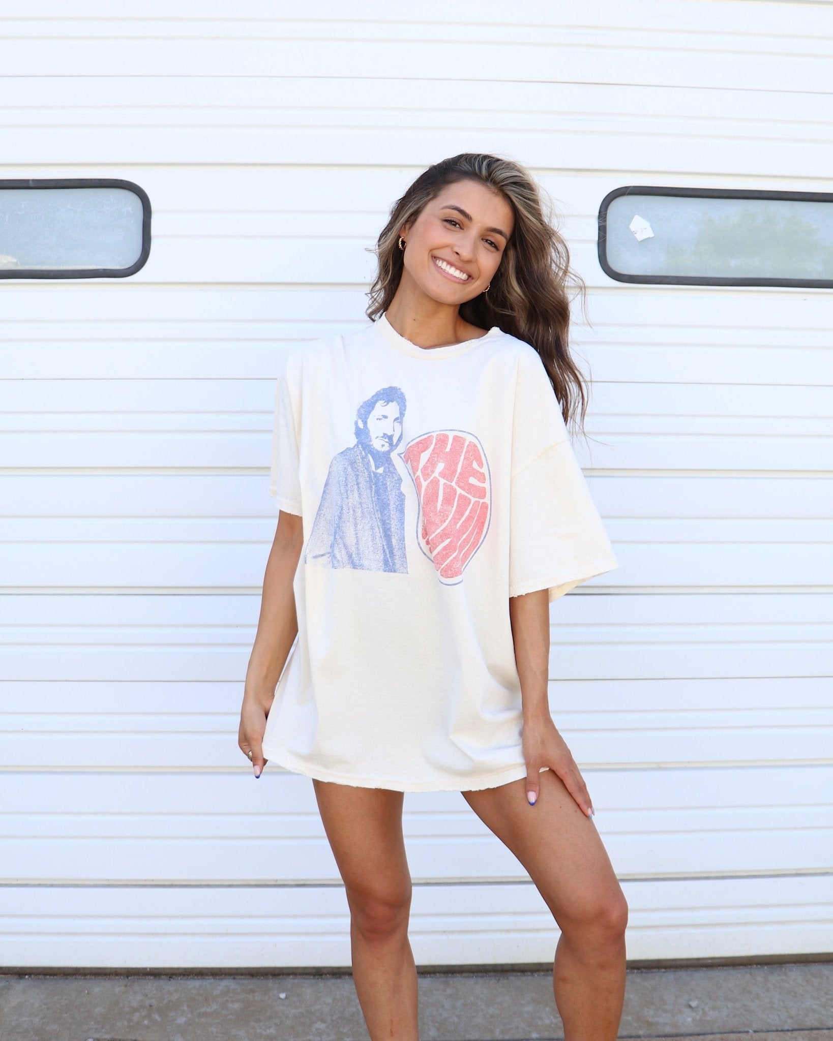 The Who Speech Bubble Off White Thrifted Distressed Tee (FINAL SALE) - shoplivylu