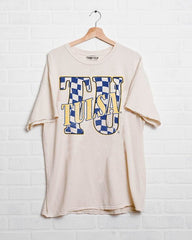 TU Twisted Check Off White Thrifted Tee - shoplivylu