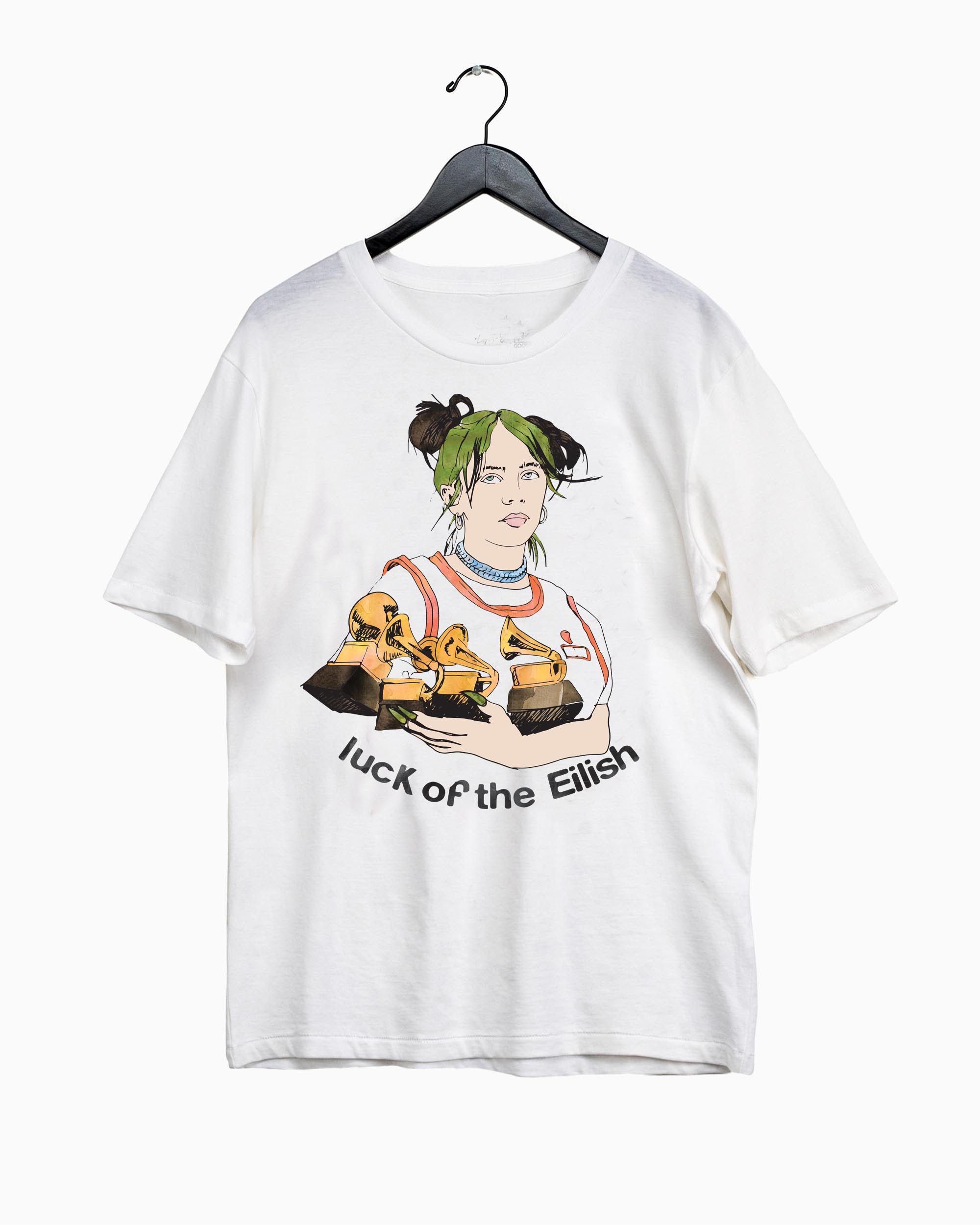 Luck of the Eilish Watercolor White Sueded Tee (FINAL SALE) - shoplivylu