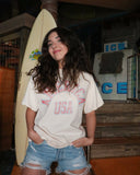 USA Mega Arch Off White Thrifted Tee - shoplivylu