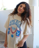 USA Patch Off White Thrifted Tee - shoplivylu