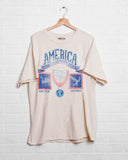 USA Patch Off White Thrifted Tee - shoplivylu