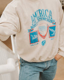 USA Patch Sand Thrifted Sweatshirt - shoplivylu