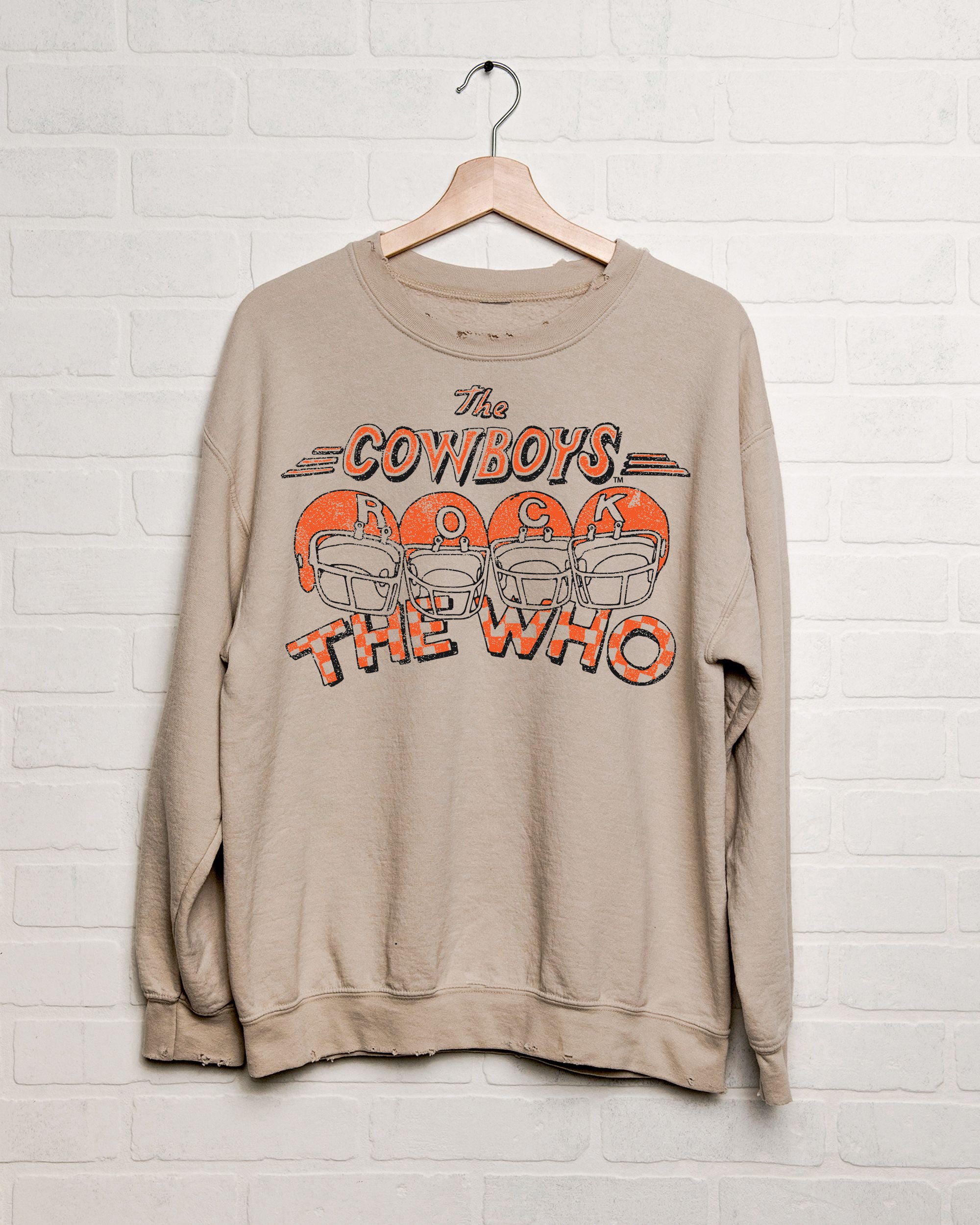 The Who Cowboys Rock Sand Thrifted Sweatshirt - shoplivylu