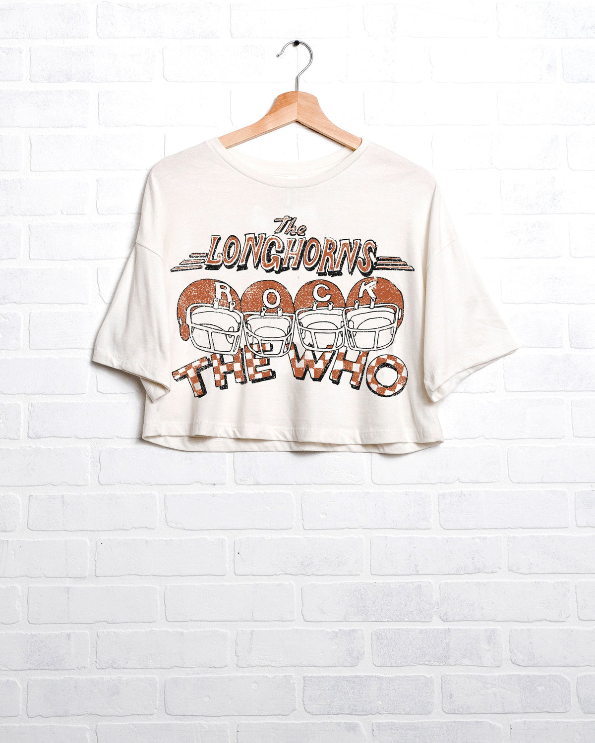 The Who Longhorns Rock White Cropped Tee - shoplivylu