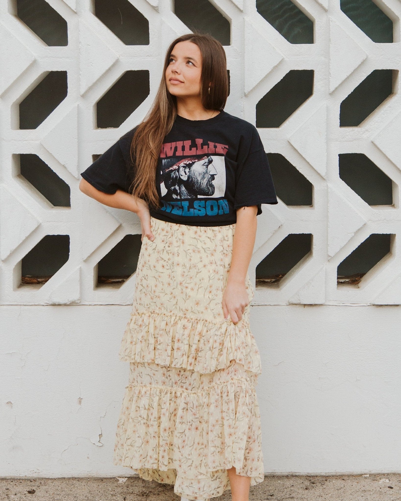 Willie Nelson Bandana Black Thrifted Tee (FINAL SALE) - shoplivylu