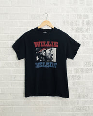 Willie Nelson Bandana Black Thrifted Tee (FINAL SALE) - shoplivylu