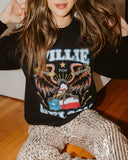 Willie Nelson Born For Trouble Black Thrifted Sweatshirt - shoplivylu