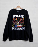 Willie Nelson Born For Trouble Black Thrifted Sweatshirt - shoplivylu