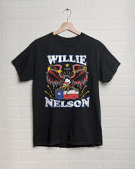 Willie Nelson Born For Trouble Black Thrifted Tee - shoplivylu