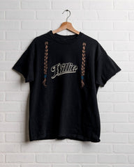 Willie Nelson Braids Black Thrifted Tee - shoplivylu