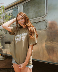 Willie Nelson On The Road Again Khaki Thrifted Tee - shoplivylu