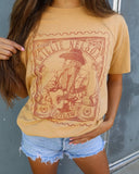 Willie Nelson Stamp Gold Thrifted Tee - shoplivylu
