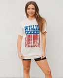 Willie Nelson Stars Off White Thrifted Tee - shoplivylu