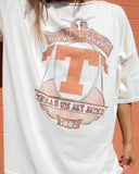 Willie Nelson Texas on My Mind Off White Thrifted Tee - shoplivylu