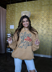 Yee Haw Old Gold Thrifted Hooded Sweatshirt (FINAL SALE)